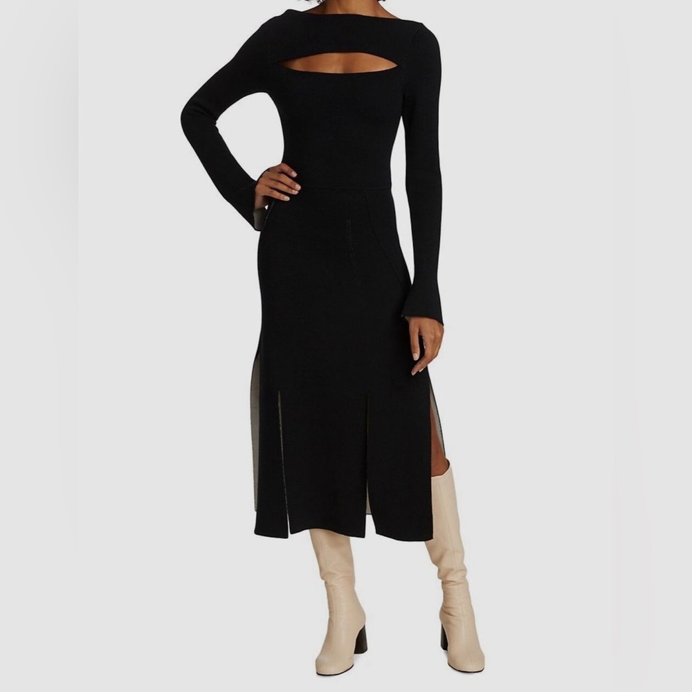 BRAND NEW Philip Lim 3.1 Black Long Sleeve Double Face Wool Knitted Dress in XS